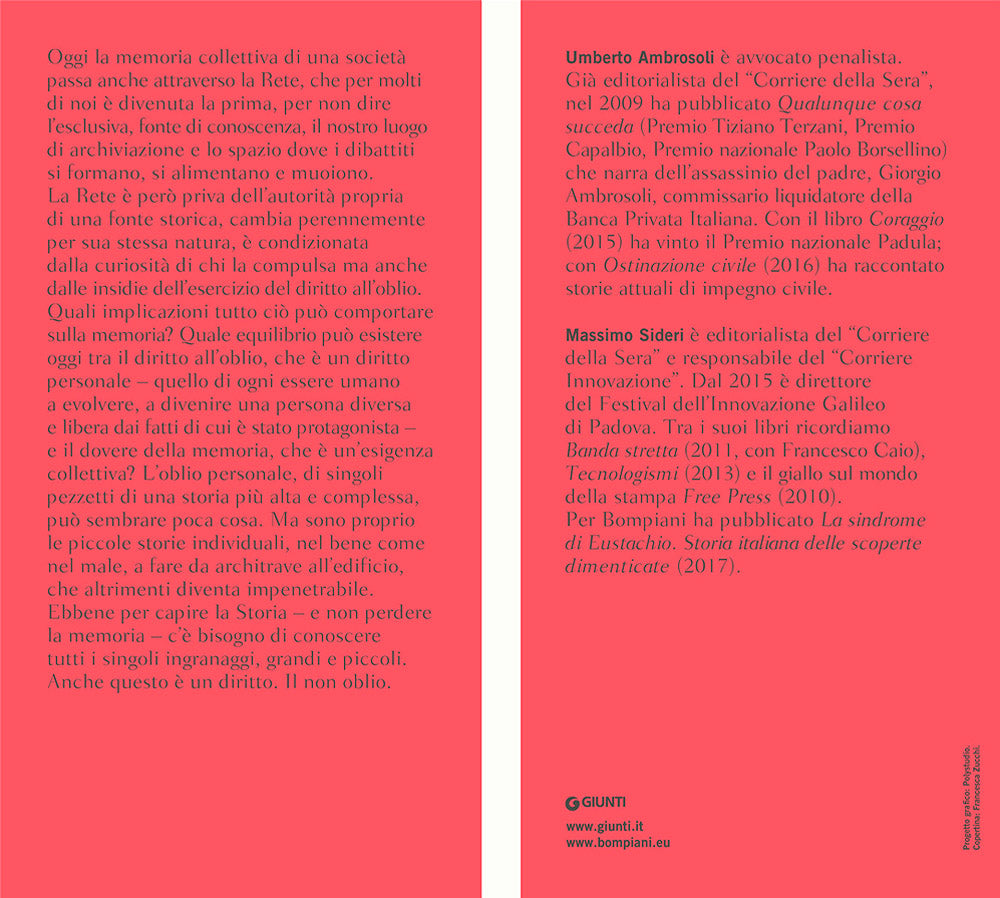 Diritto all'oblio, dovere della memoria. L'etica nella società interconnessa