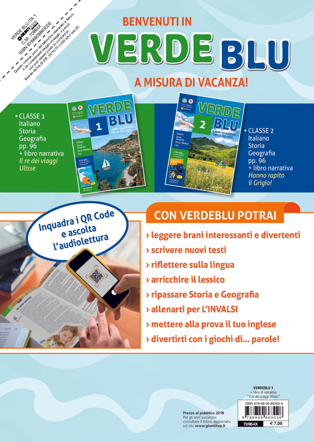 Verdeblu 1 + Il re dei viaggi Ulisse. Libro-quaderno di Italiano, Storia e Geografia per le vacanze