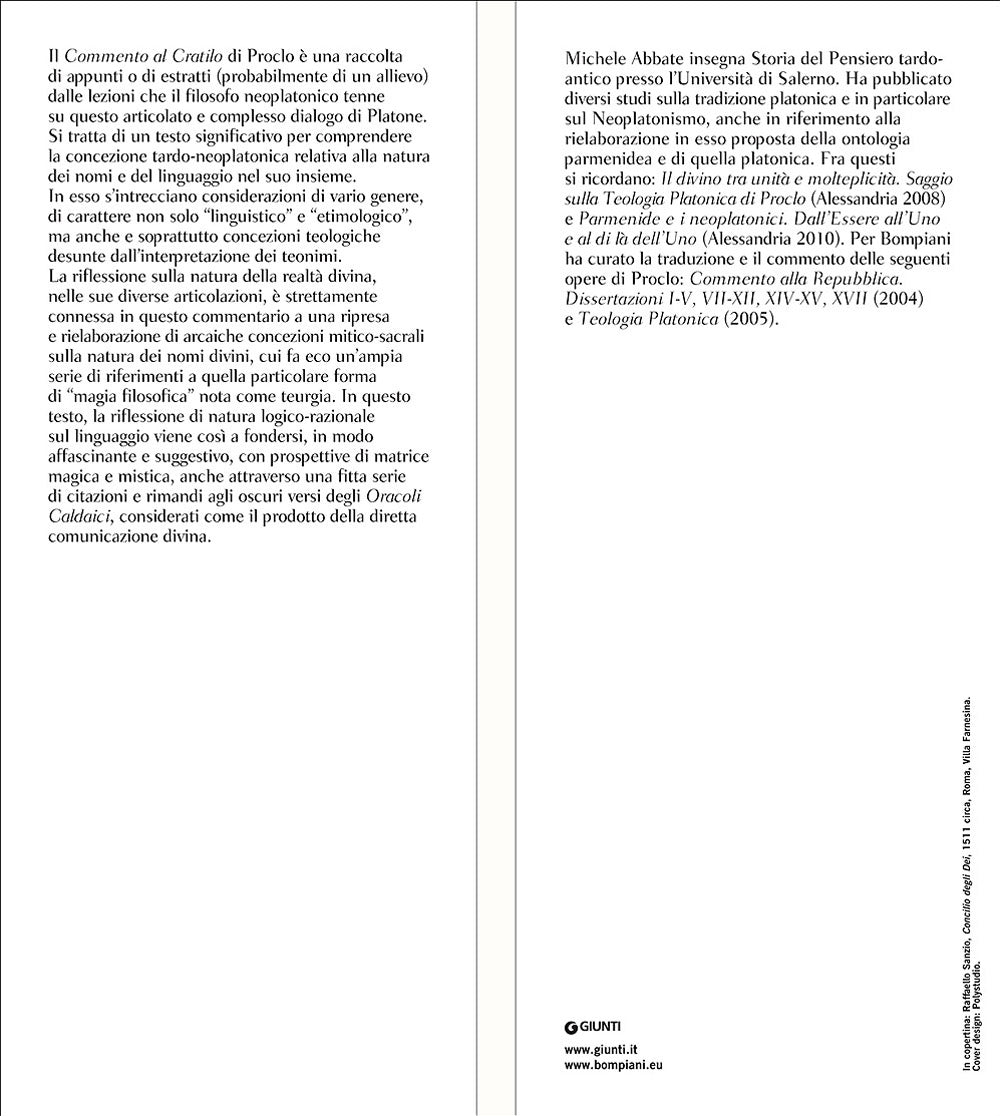 Commento al Cratilo di Platone. Testo greco a fronte