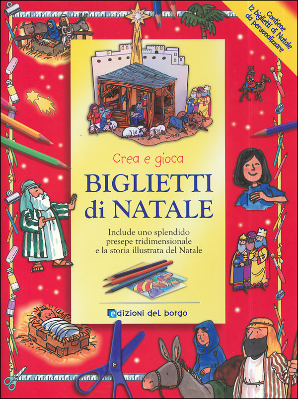 Biglietti di Natale. Include uno splendido presepe tridimensionale e la storia illustrata del Natale