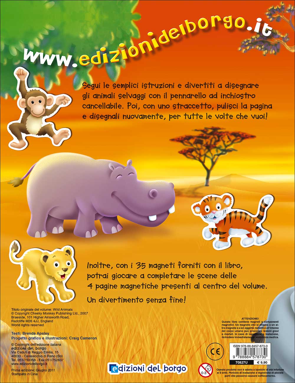Animali selvaggi. Disegna con il pennarello cancellabile - Gioca con i 35 magneti