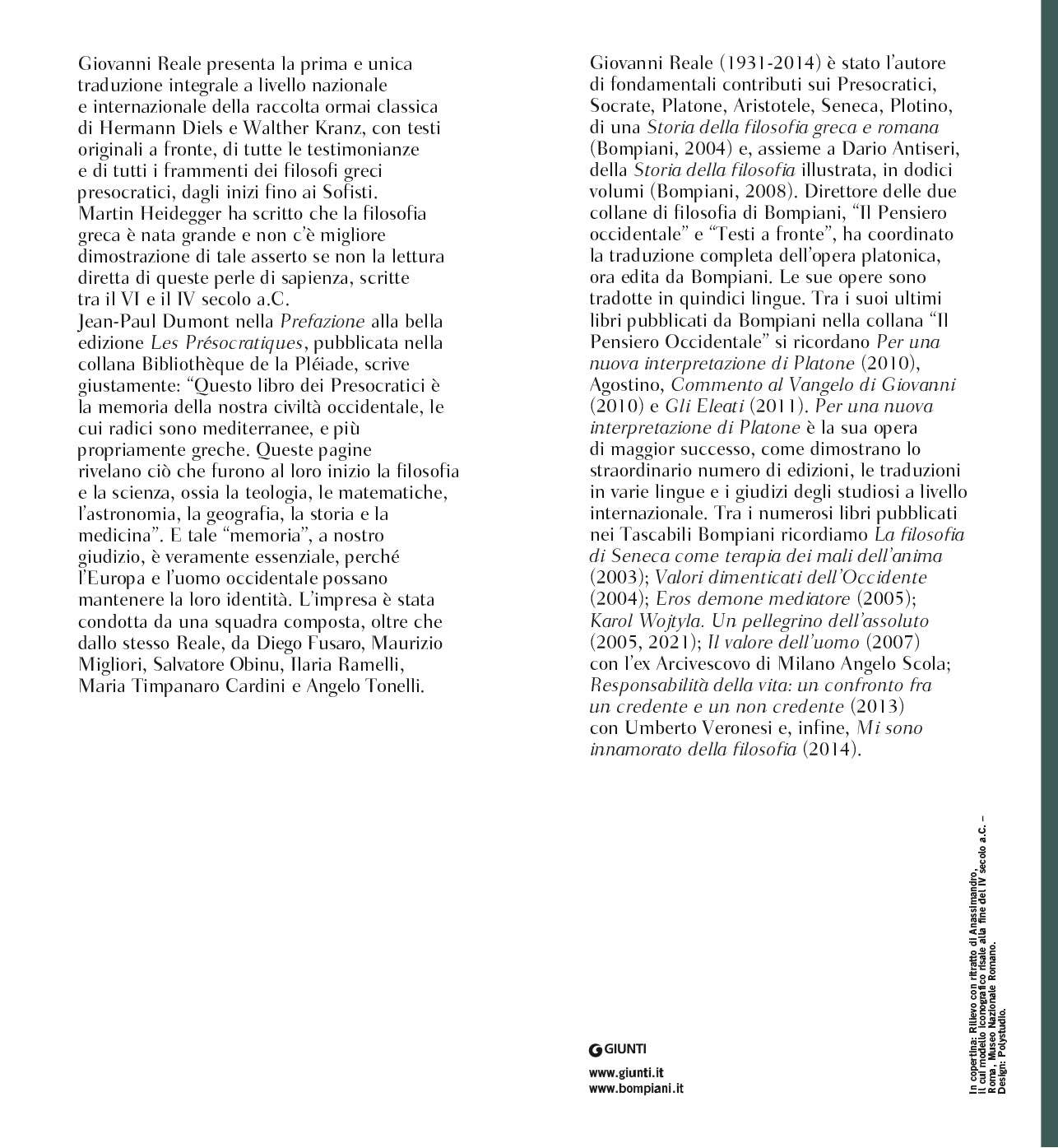 I Presocratici. Prima traduzione integrale con testi originali a fronte delle testimonianze e dei frammenti nella raccolta di Hermann Diels e Walther Kranz - Con testi originali a fronte