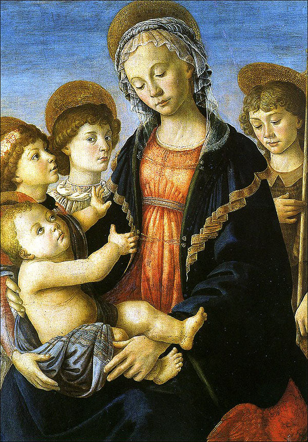 Cartolina. Firenze - Galleria dell'Accademia. Madonna col Bambino, san Giovannino e due angeli (1468 ca.)