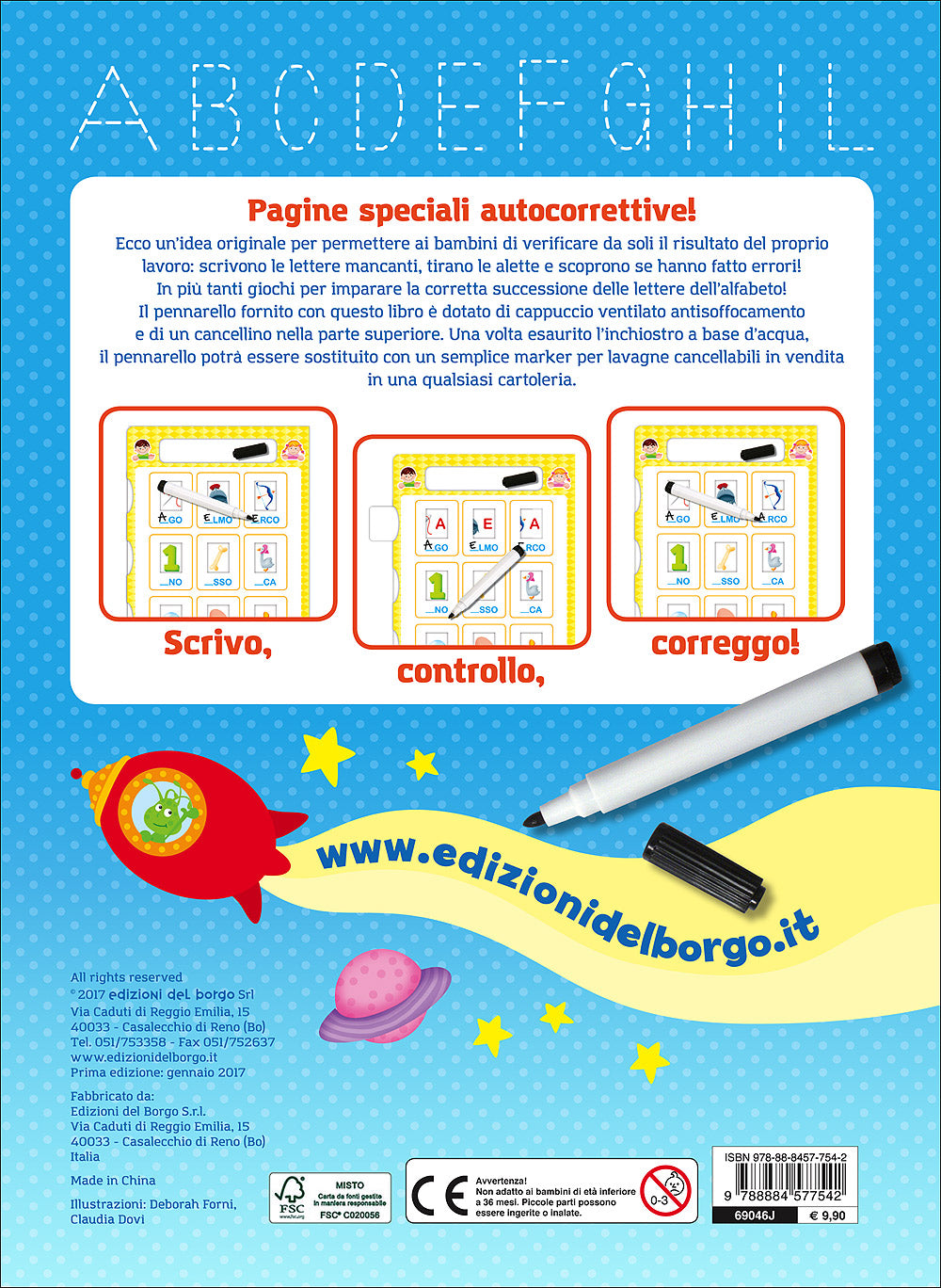 Dalle lettere alle parole con il libro lavagna - 5/6 anni. Scrivo, cancello, riscrivo - Con pennarello con inchiostro a base d'acqua