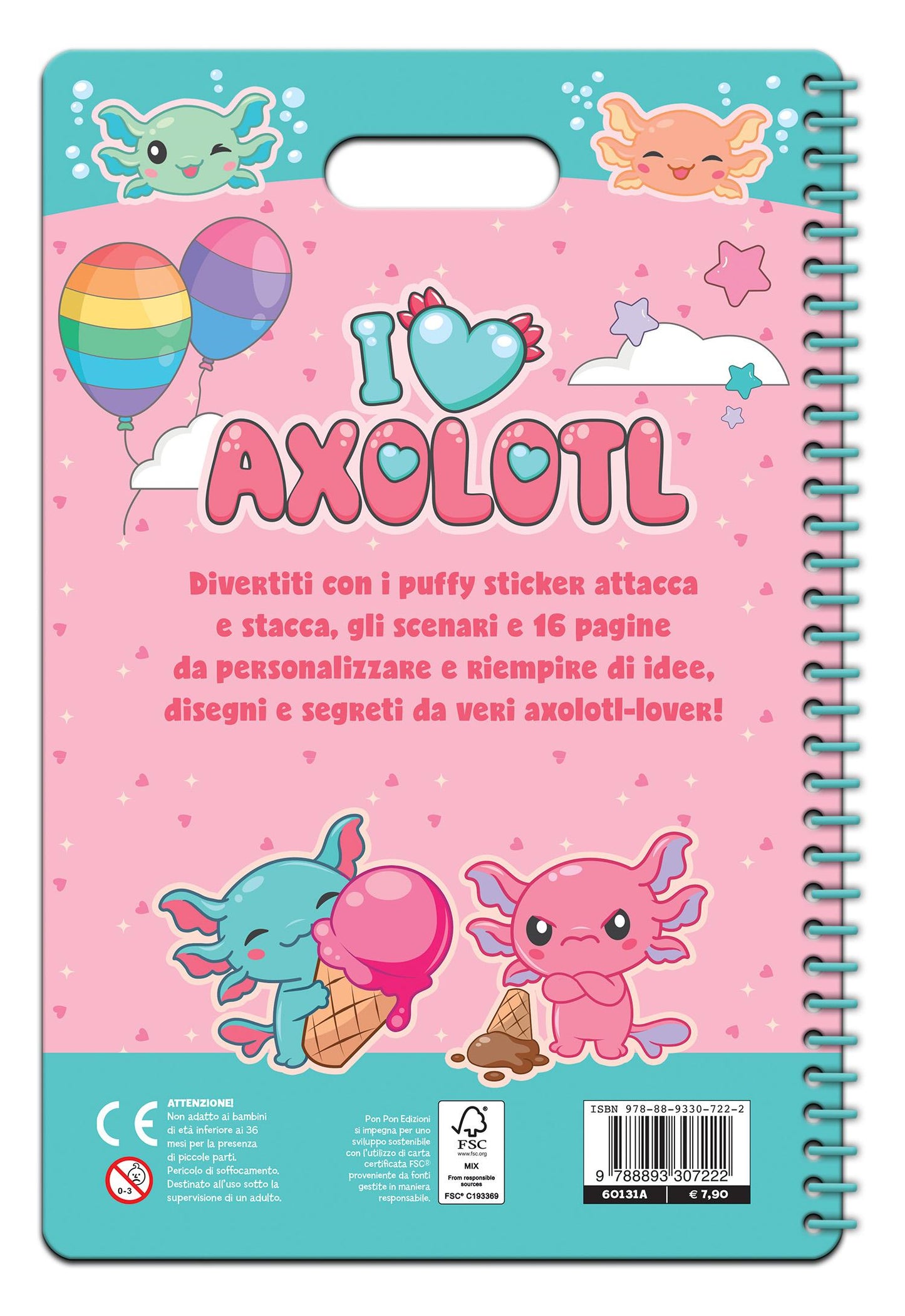 I Love Axolotl. Puffy sticker. I love scrapbooks