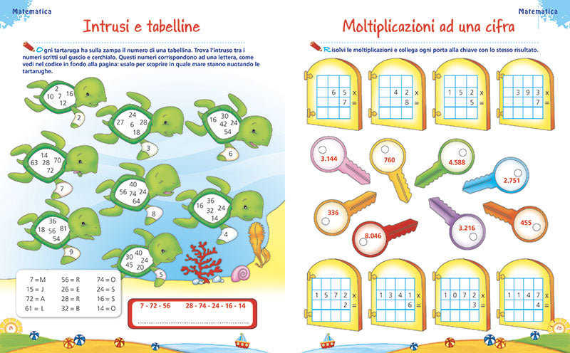 Leggo scrivo conto in vacanza - 8/9 anni. Attività di ripasso di italiano e matematica