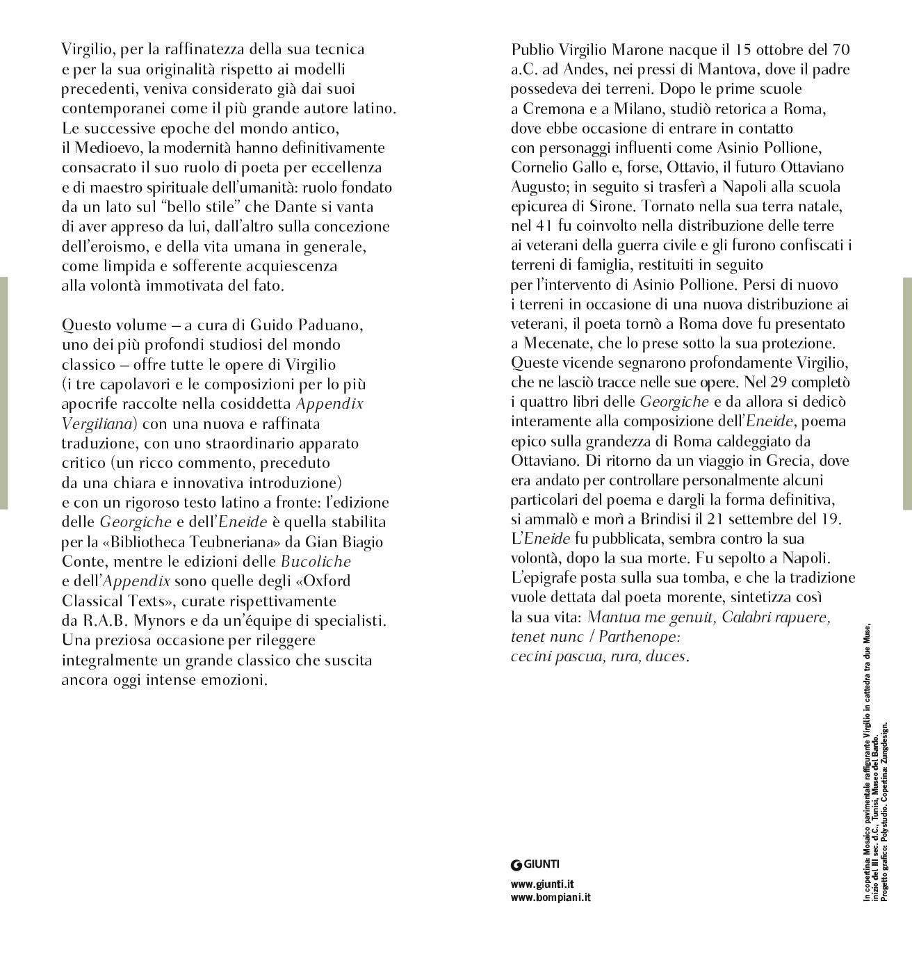 Tutte le opere. Bucoliche-Georgiche-Eneide-Appendix. Testo latino a fronte