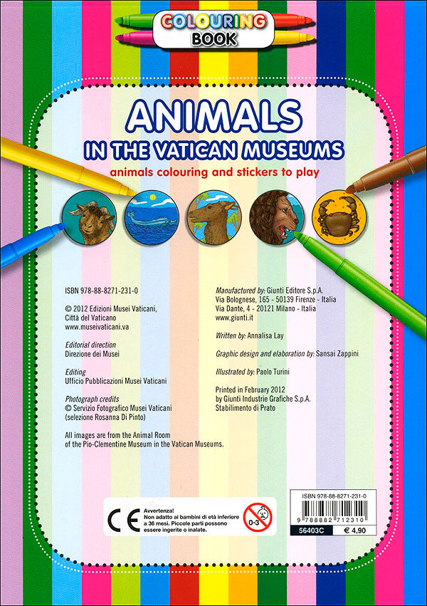 Colouring Book. Animals in the Vatican Museums. Animals colouring and stickers to play - With 48 stickers