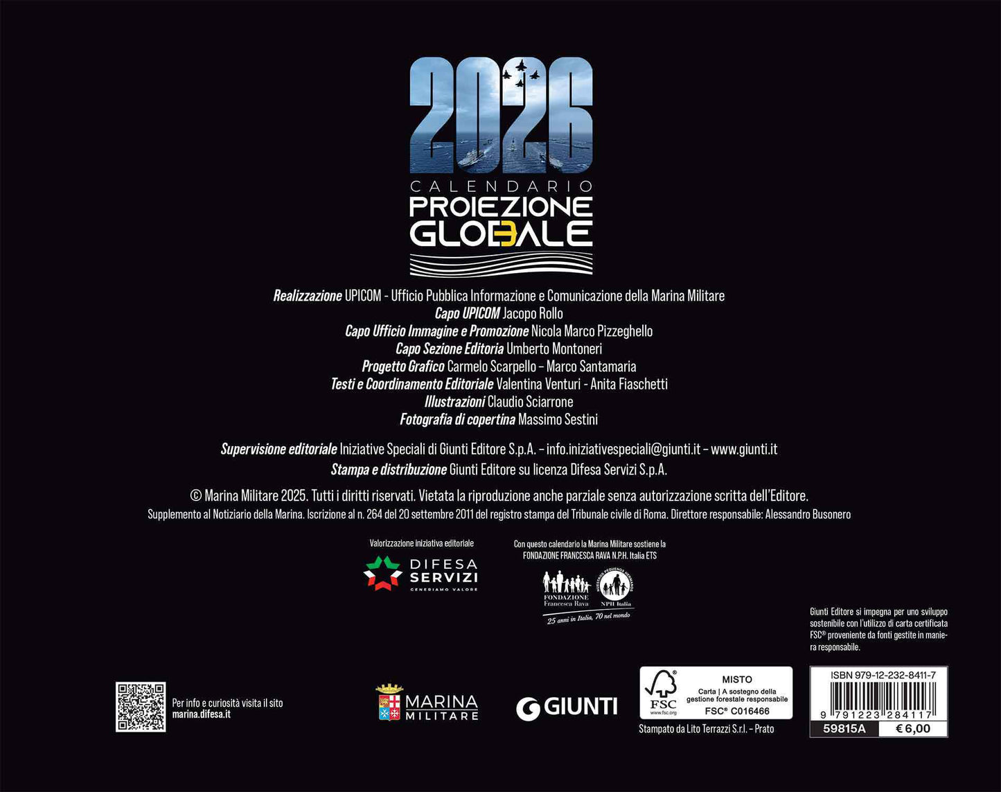 Calendario Marina Militare 2026 - da tavolo . Proiezione Globale