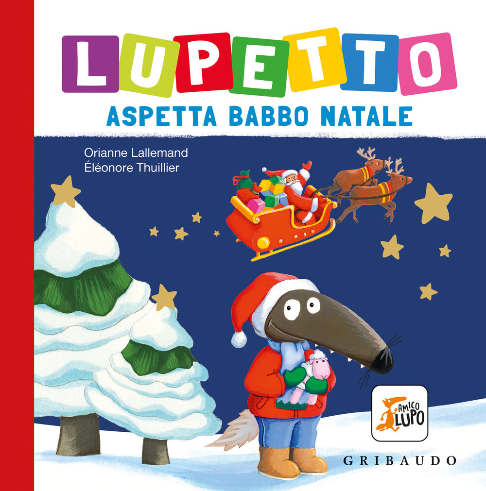 Lupetto aspetta Babbo Natale. Amico lupo