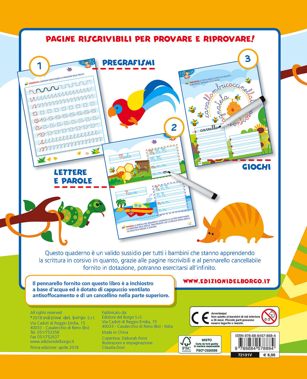 Scrivere in corsivo. Con pennarello con inchiostro a base d'acqua