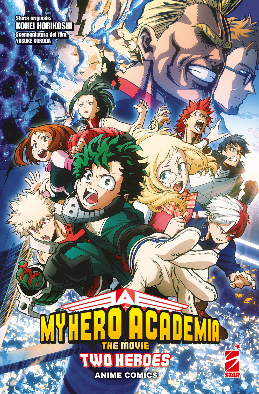 Two heroes. My Hero Academia the movie. Anime comics.