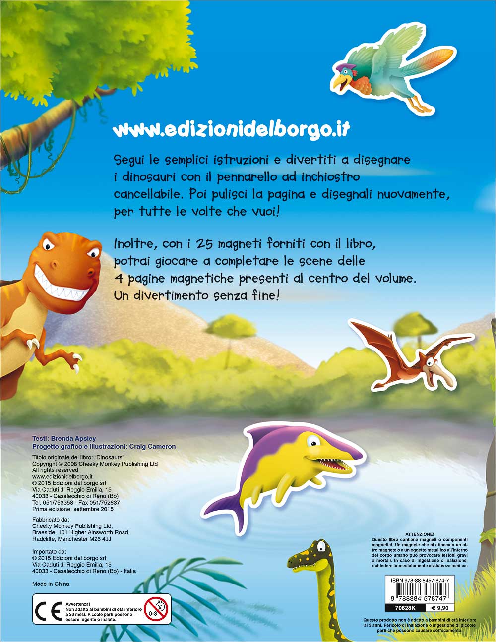 Dinosauri. Disegna con il pennarello cancellabile - Gioca con i 25 magneti