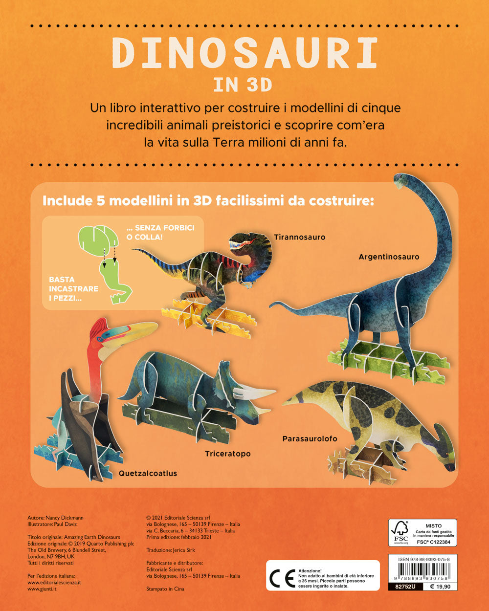 Dinosauri in 3D. Costruisci 5 animali preistorici