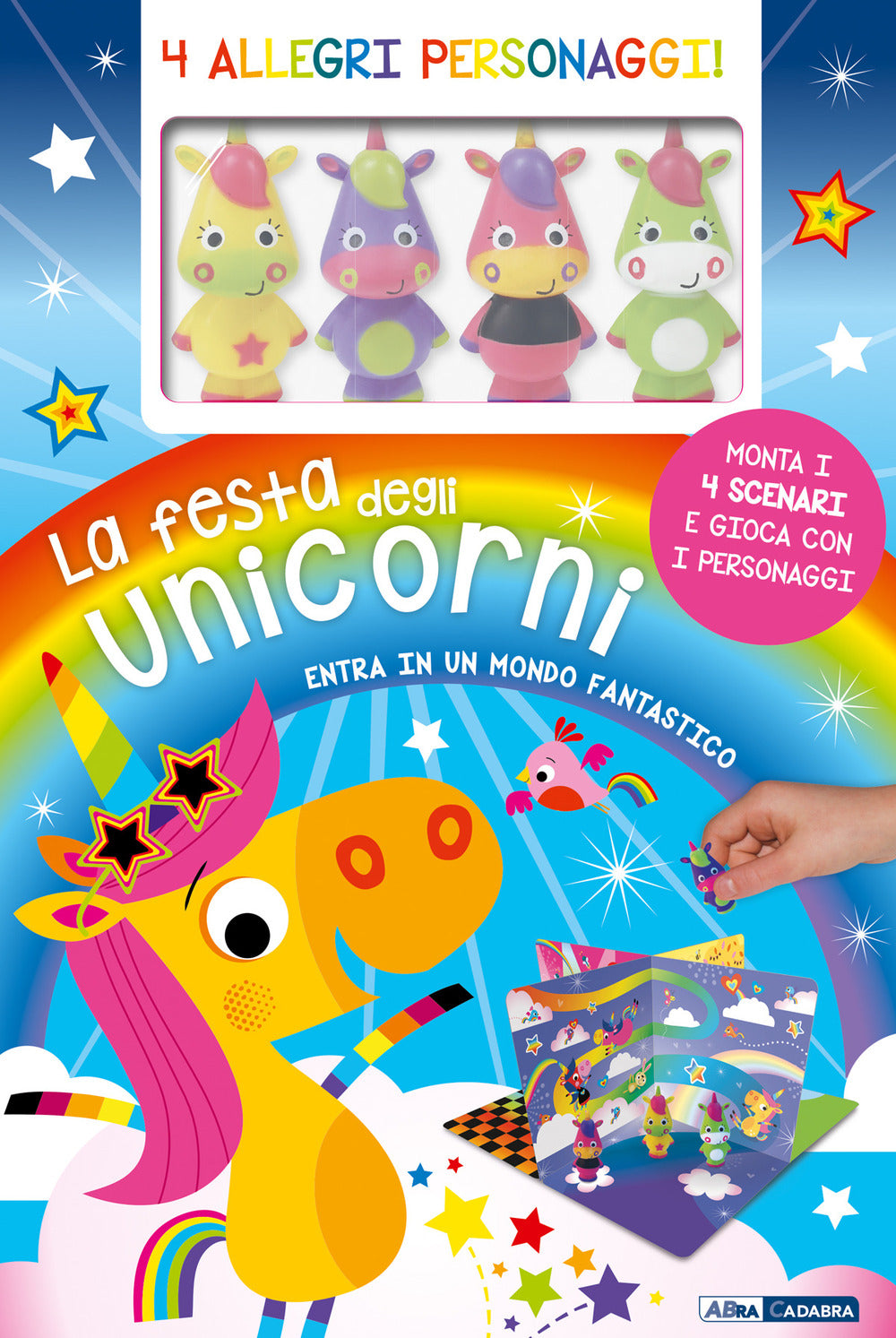 La festa degli unicorni. Ediz. a colori. Con 4 marionette. Con 4 scenari.