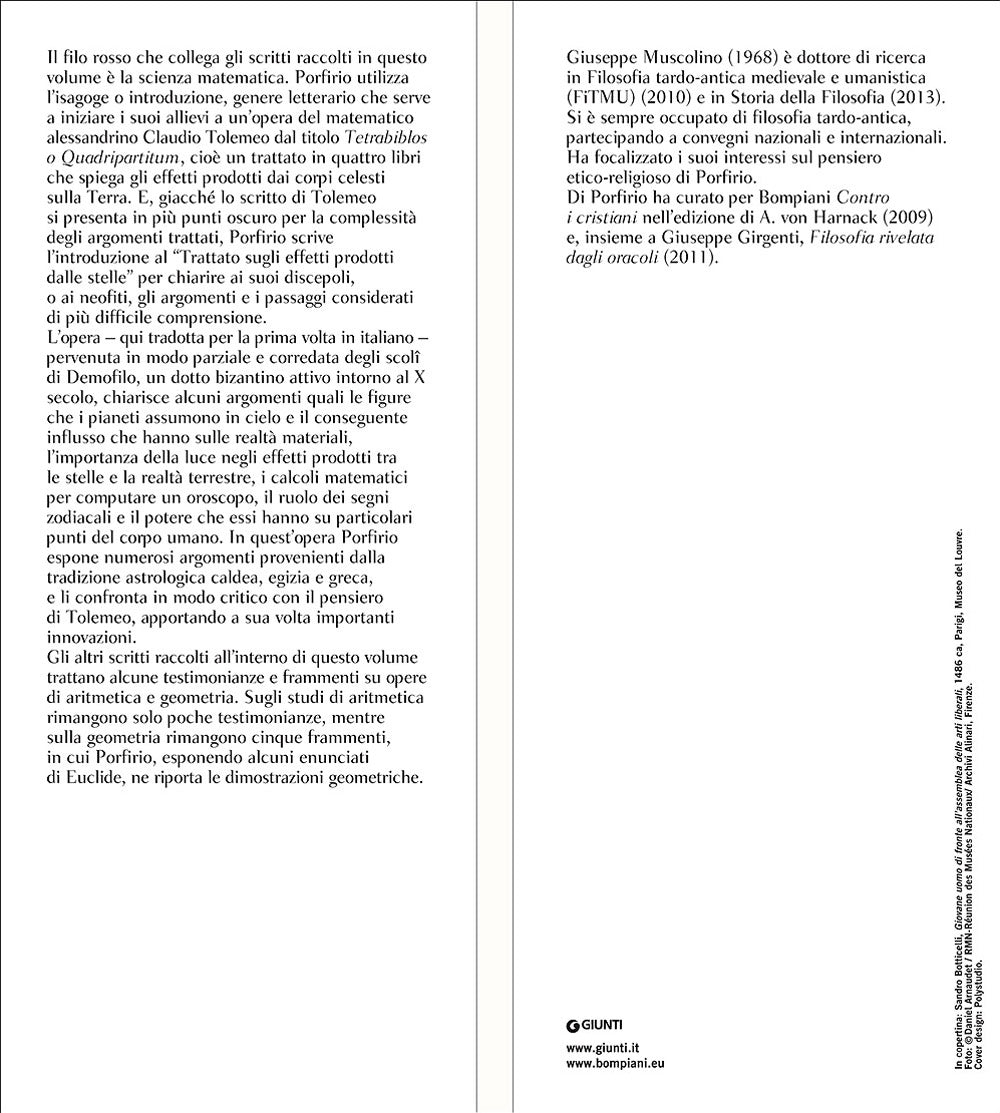 Mathematikos. Introduzione al trattato sugli effetti prodotti dalle stelle di Tolomeo e le testimonianze e i frammenti relativi alle opere di matematica e di geometria - Testo greco a fronte