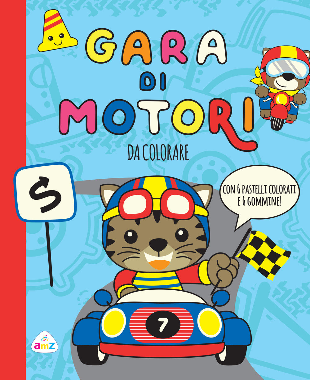Gara di motori. Da colorare. Ediz. a colori. Con 6 gommine. Con 6 pastelli colorati.
