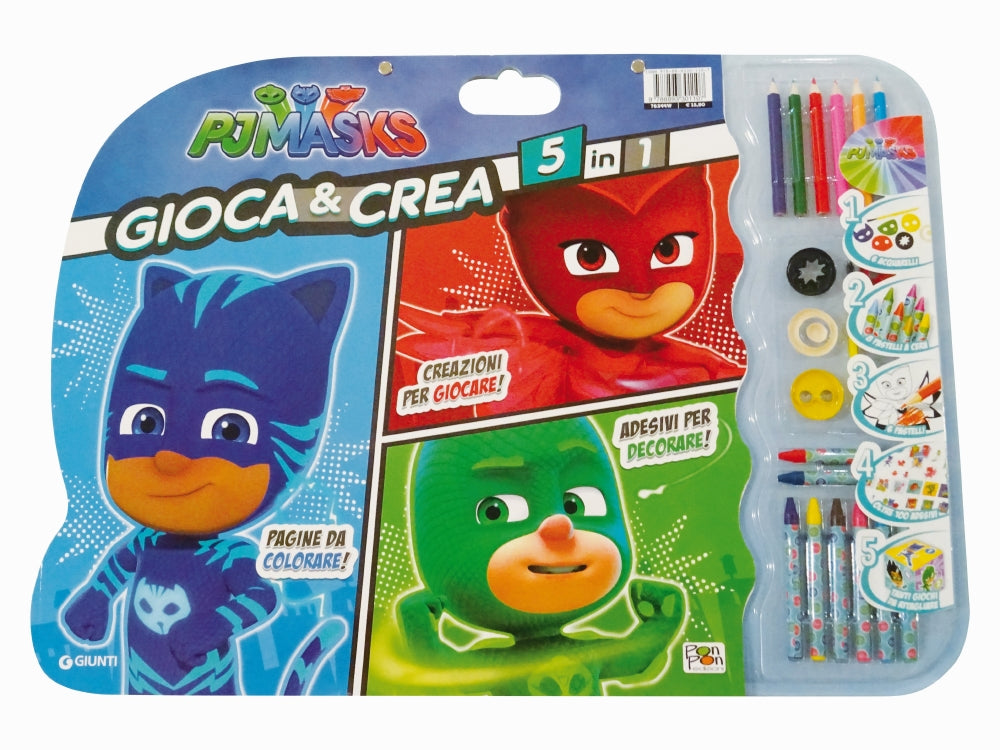 Pj Masks - Gioca & Crea 5 in 1. Pagine da colorare - Creazioni per giocare - Adesivi per decorare