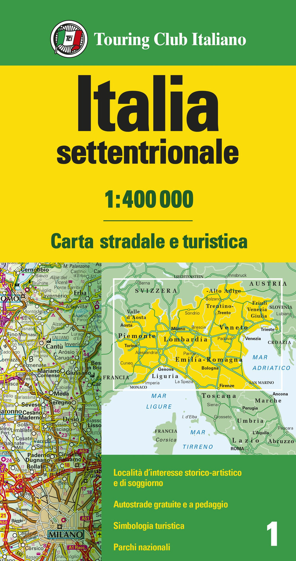 Italia settentrionale 1:400.000. Carta stradale e turistica.