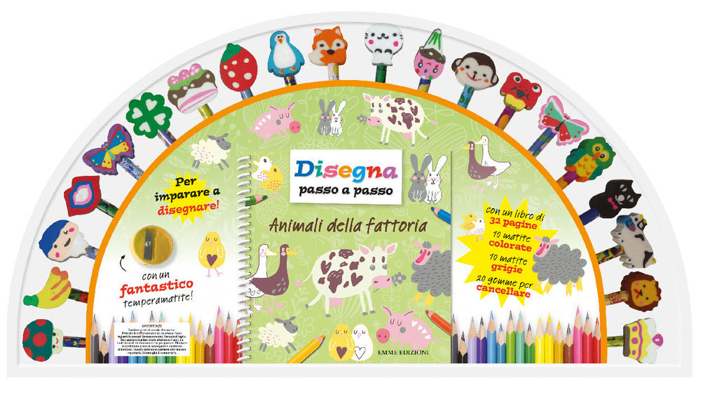 Animali della fattoria. Disegna passo a passo. Ediz. a spirale. Con gadget.