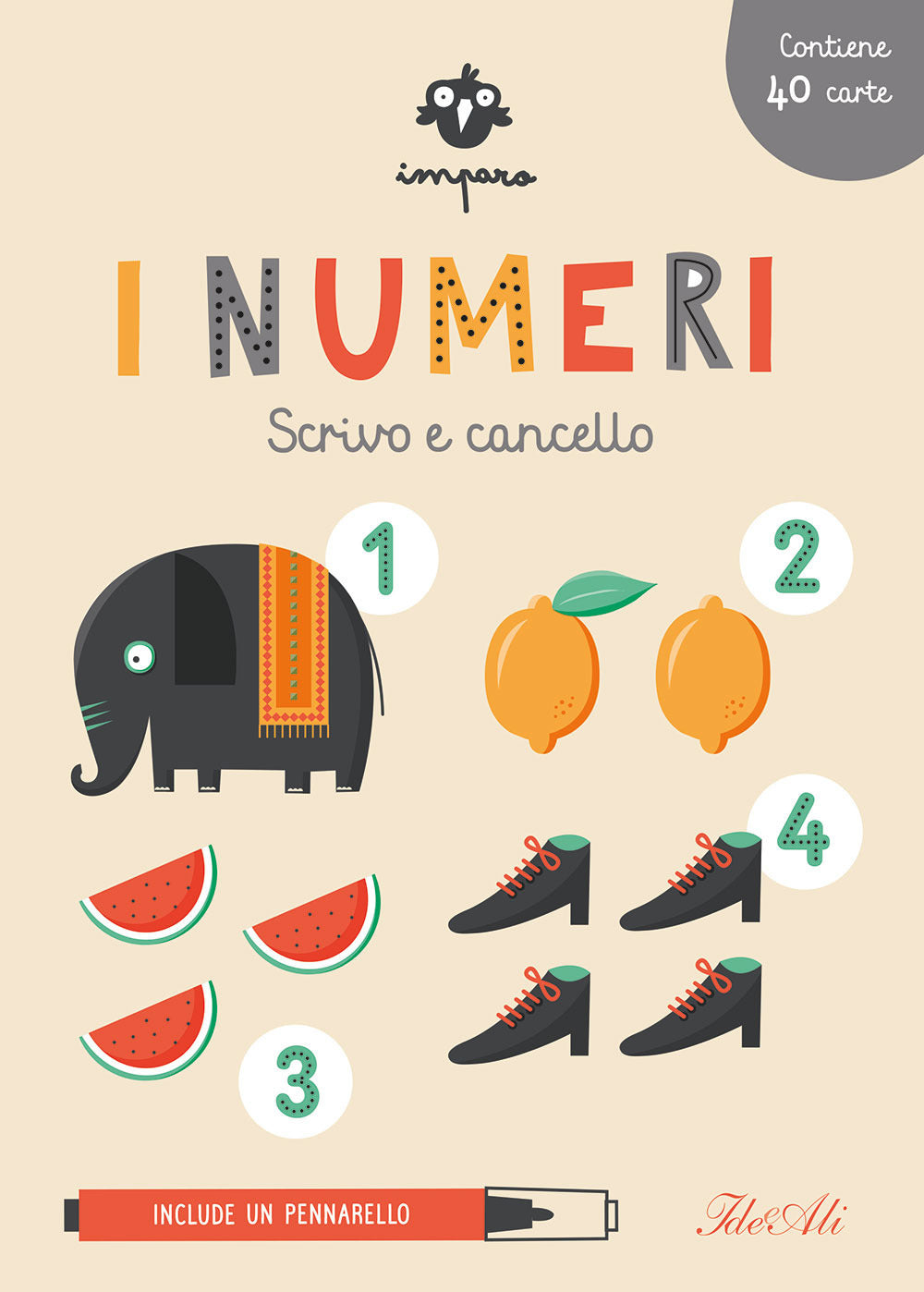 Imparo i numeri. Scrivo e cancello. Ediz. a colori. Con pennarello cancellabile. Con 40 Carte.