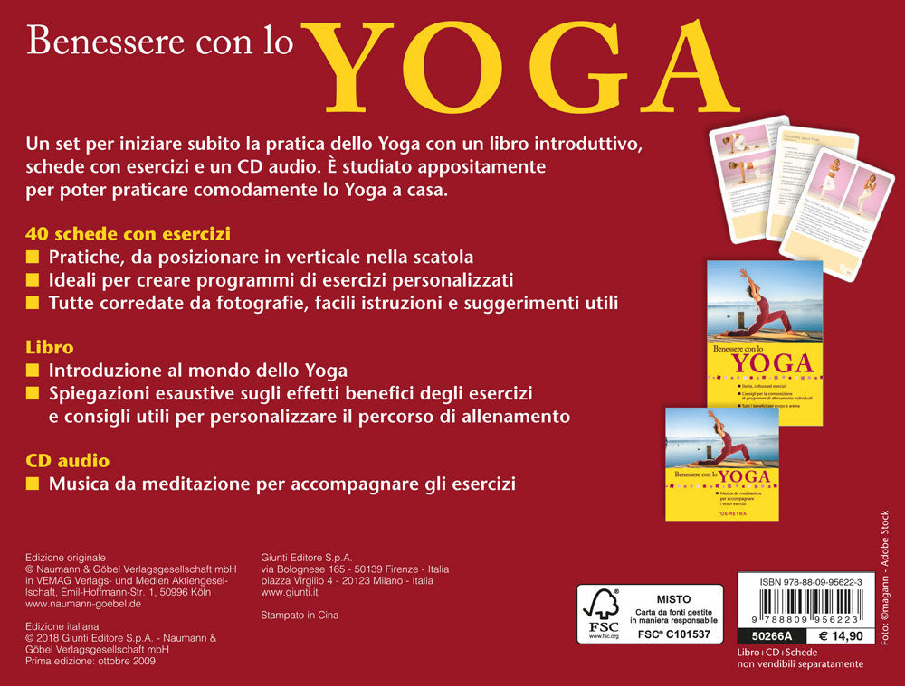 Benessere con lo yoga. il set contiene: 40 schede di esercizi, libro, cd audio