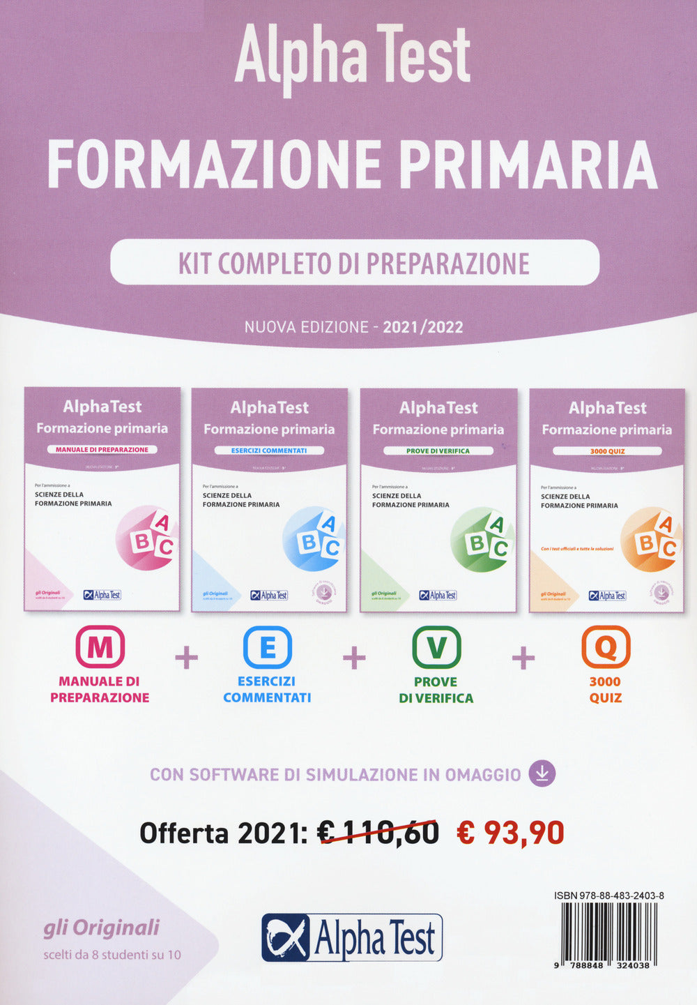 Alpha Test. Formazione primaria. Kit completo di preparazione. Con software di simulazione.