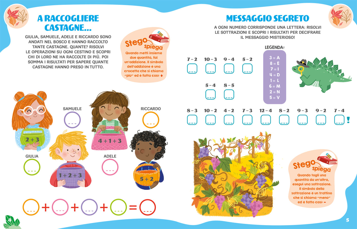 A scuola con Stego: addizioni e sottrazioni. Operazioni • Problemi • Esercizi • Giochi