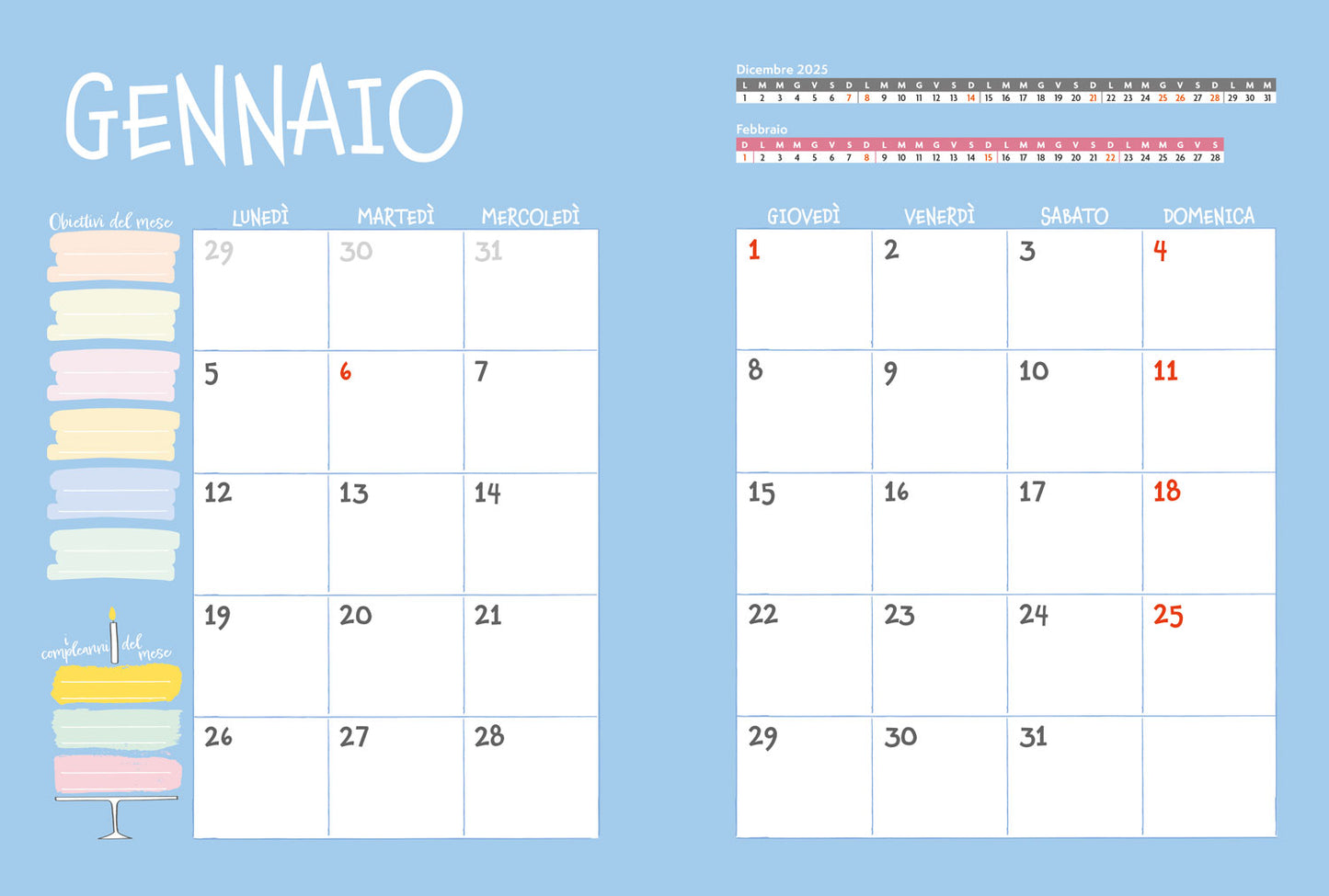 AGENDA PER LA FAMIGLIA 2026