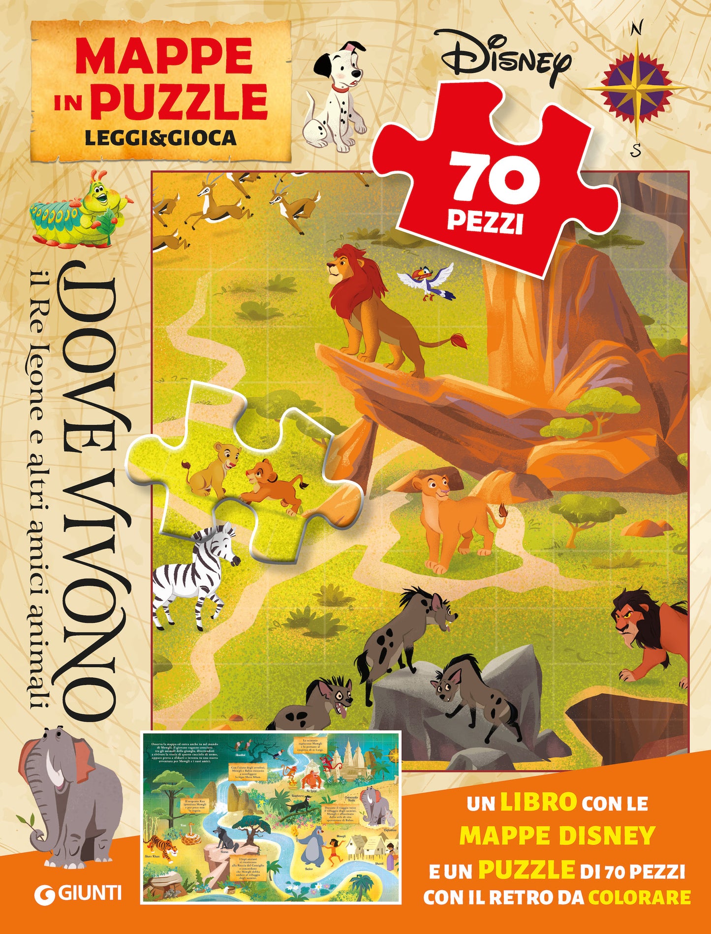 Il Re Leone Mappe in puzzle Leggi&Gioca. Dove vivono Il Re Leone e altri amici animali