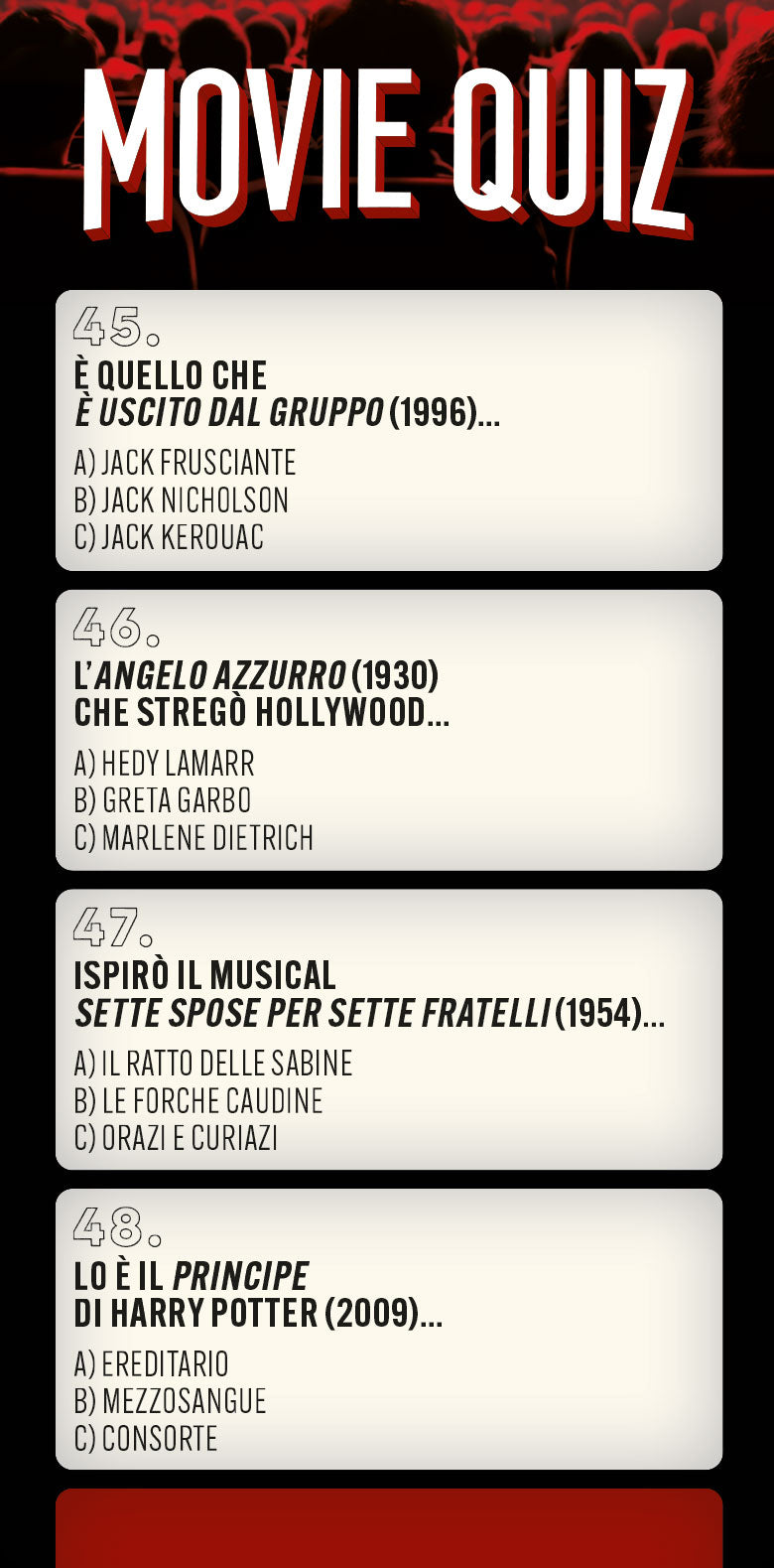 Movie quiz. La super sfida per amanti del cinema