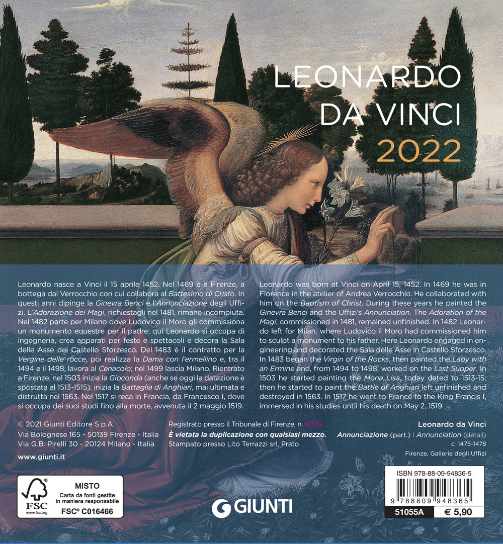 Leonardo da Vinci 2022. Calendario da tavolo