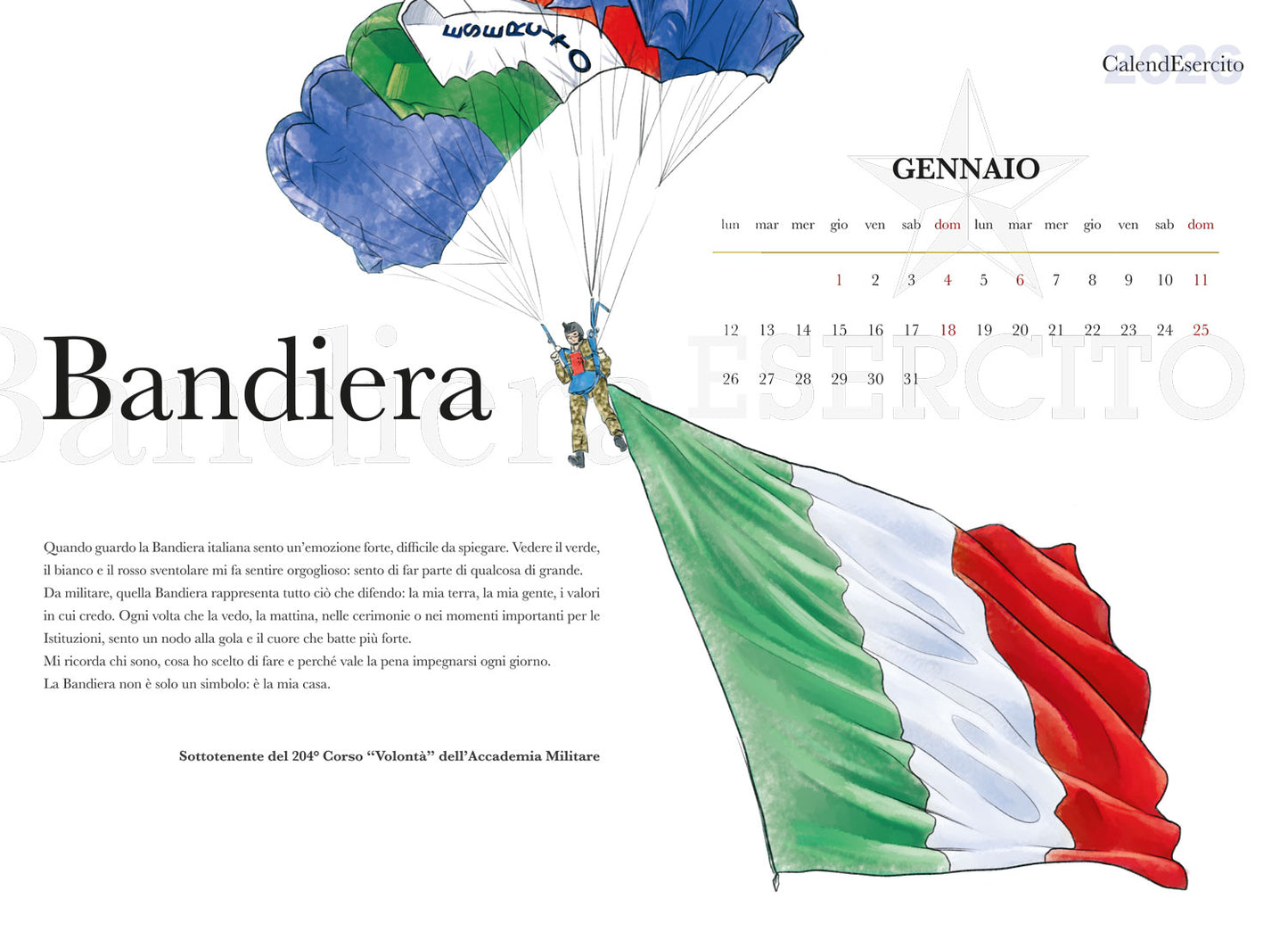 CalendEsercito 2026 - da parete. Lo giuro