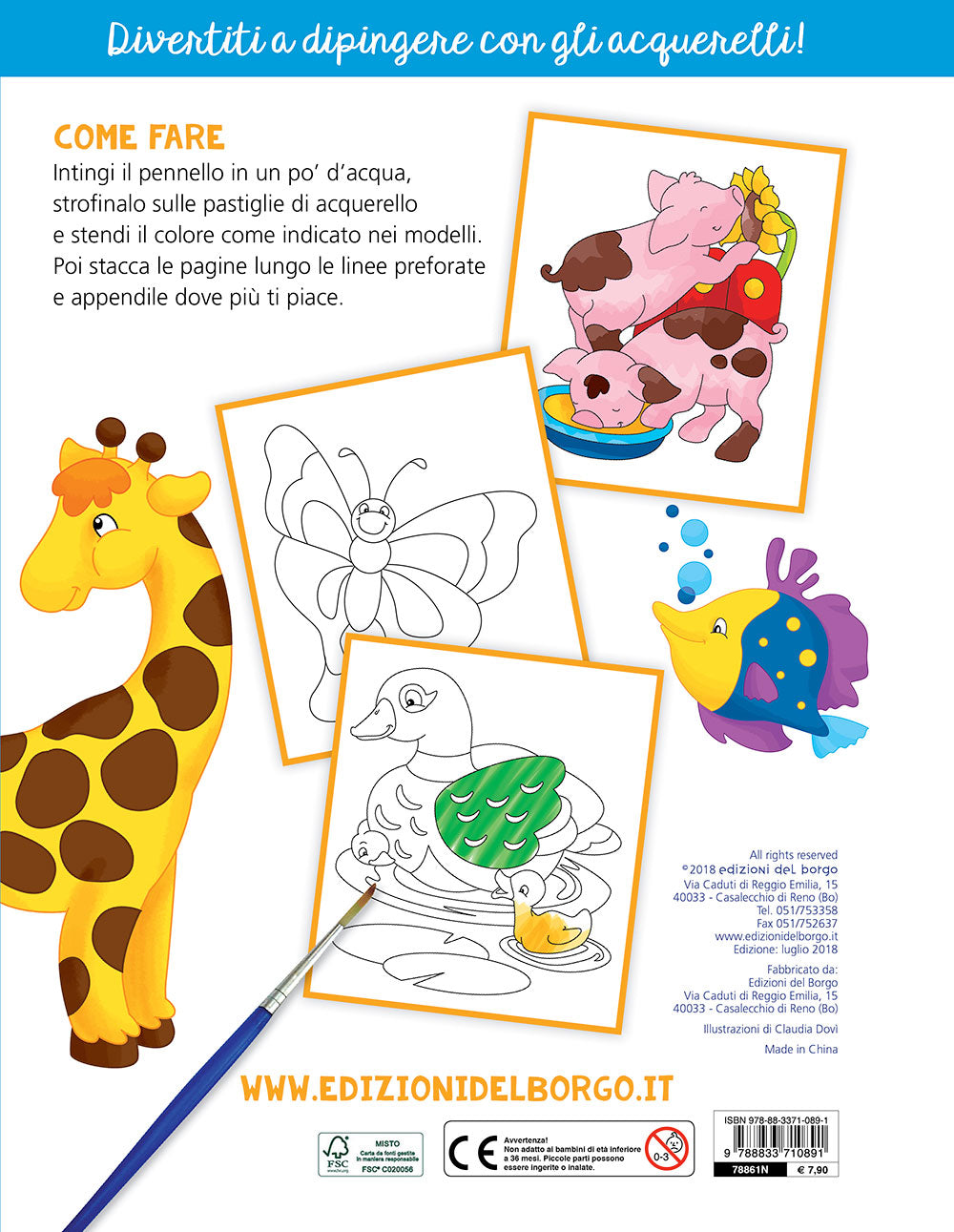 Colora con gli acquerelli - Gli animali. Con modelli colorati da ricopiare - Con pennello e 10 pastiglie d'acquerello