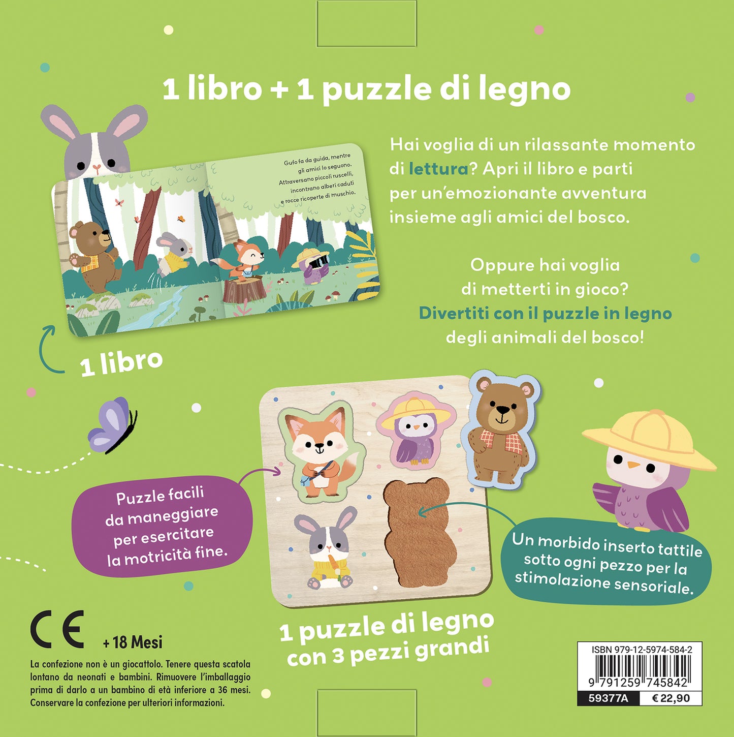 Amici del bosco. 1 libro + 1 puzzle di legno