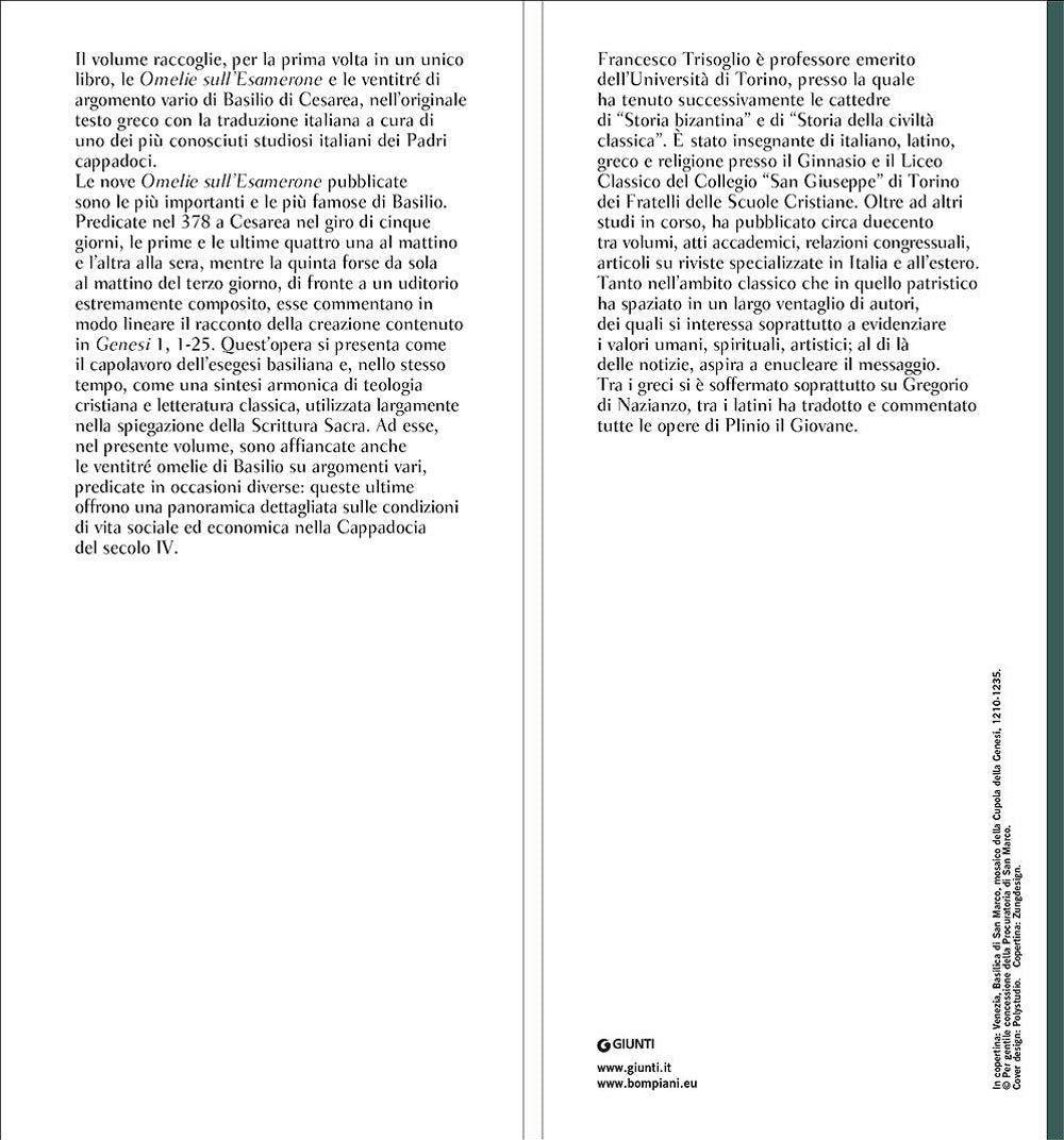 Omelie sull'Esamerone e di argomento vario. Testo greco a fronte