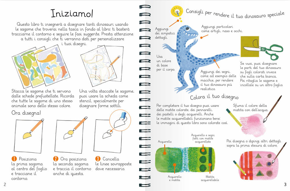 COME DISEGNARE DINOSAURI. Con più di 58 sagome per disegnare in modo facile e divertente!