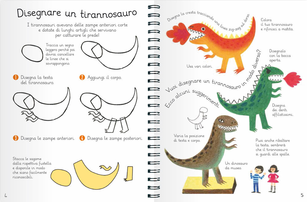 COME DISEGNARE DINOSAURI. Con più di 58 sagome per disegnare in modo facile e divertente!