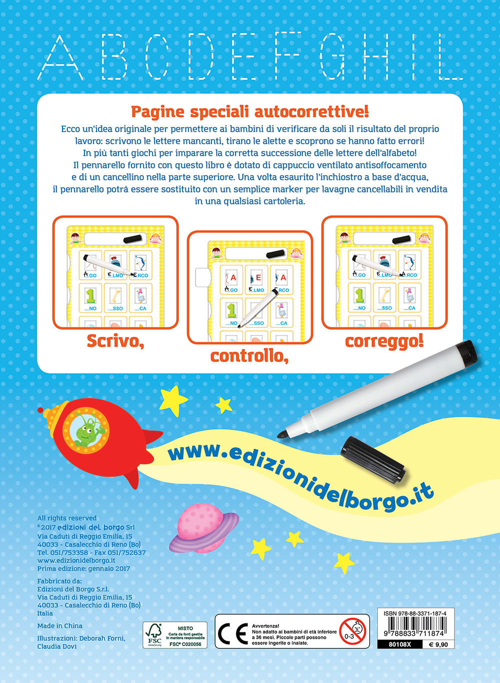 Dalle lettere alle parole con il libro lavagna - 5/6 anni. Scrivo, cancello, riscrivo - Con pennarello con inchiostro a base d'acqua
