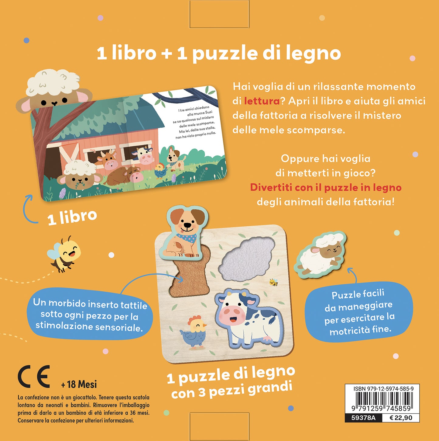 Amici della fattoria. 1 libro + 1 puzzle di legno