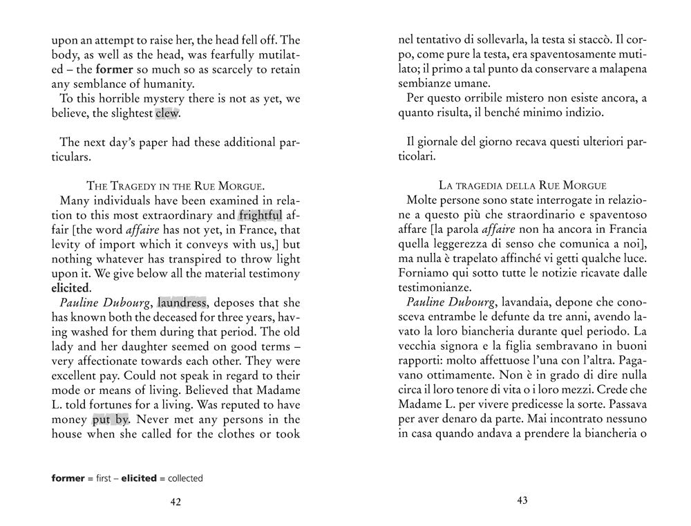 The Murders in the Rue Morgue-I delitti della Rue Morgue. Testo italiano a fronte