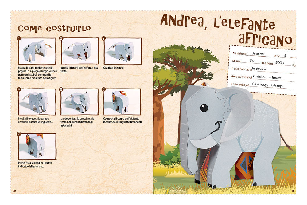 Animali di carta. Crea 24 animali in 3D