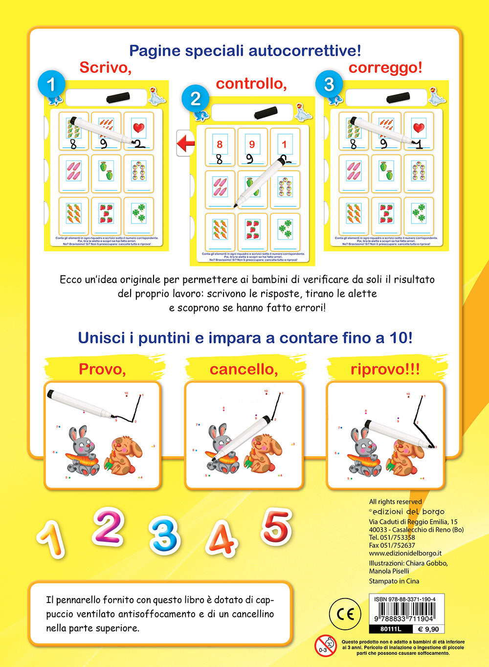 Imparo a contare con il libro lavagna - 4/6 anni. Scrivo, cancello, riscrivo! - Con pennarello con inchiostro a base d'acqua