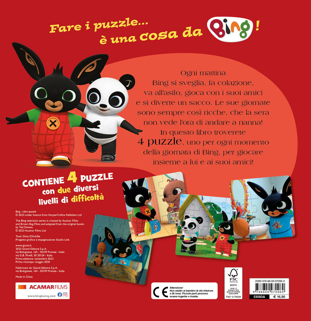 Il libro puzzle di Bing. Contiene 4 puzzle