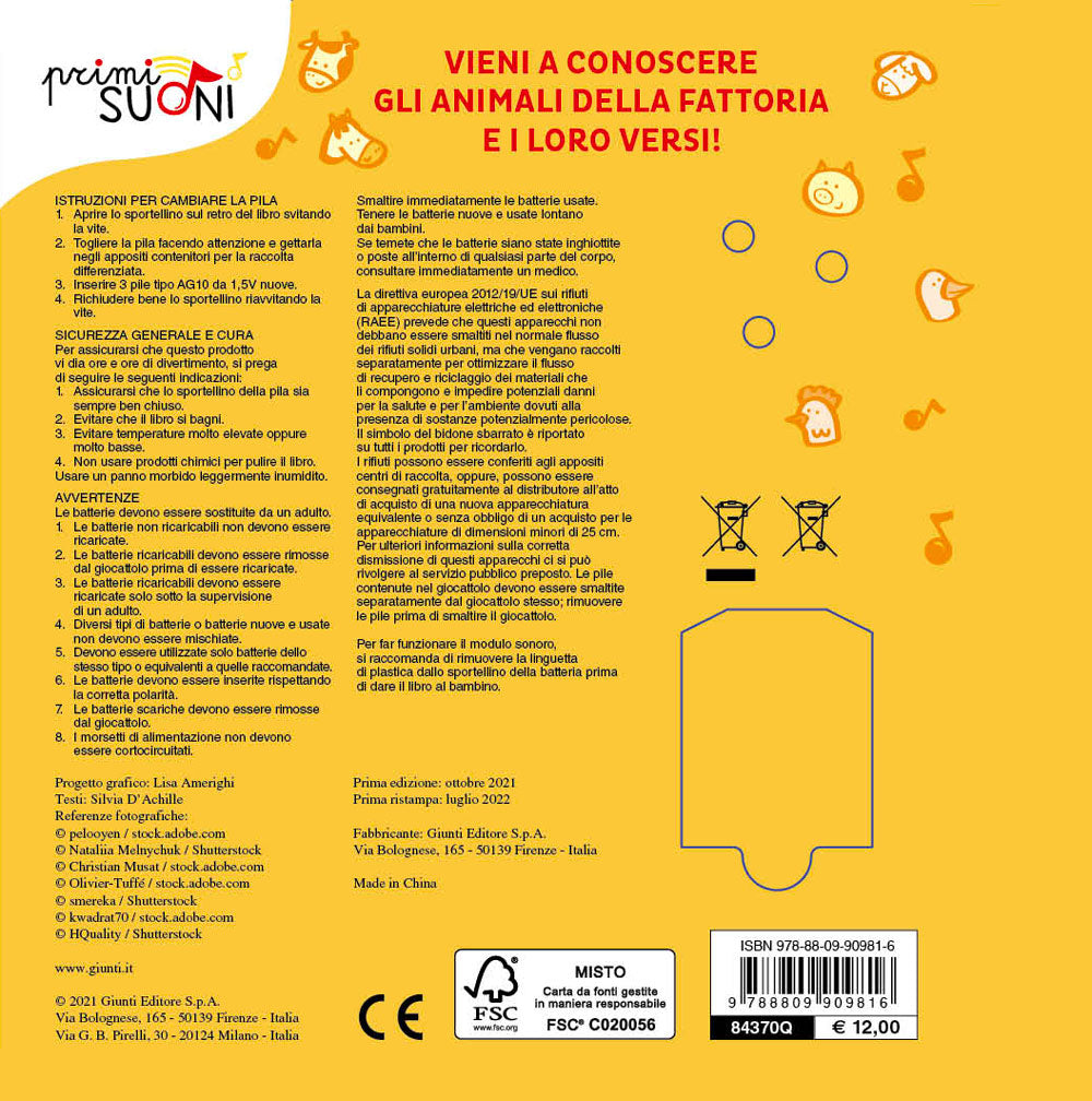 Animali della fattoria. Primi suoni. 6 versi da ascoltare!