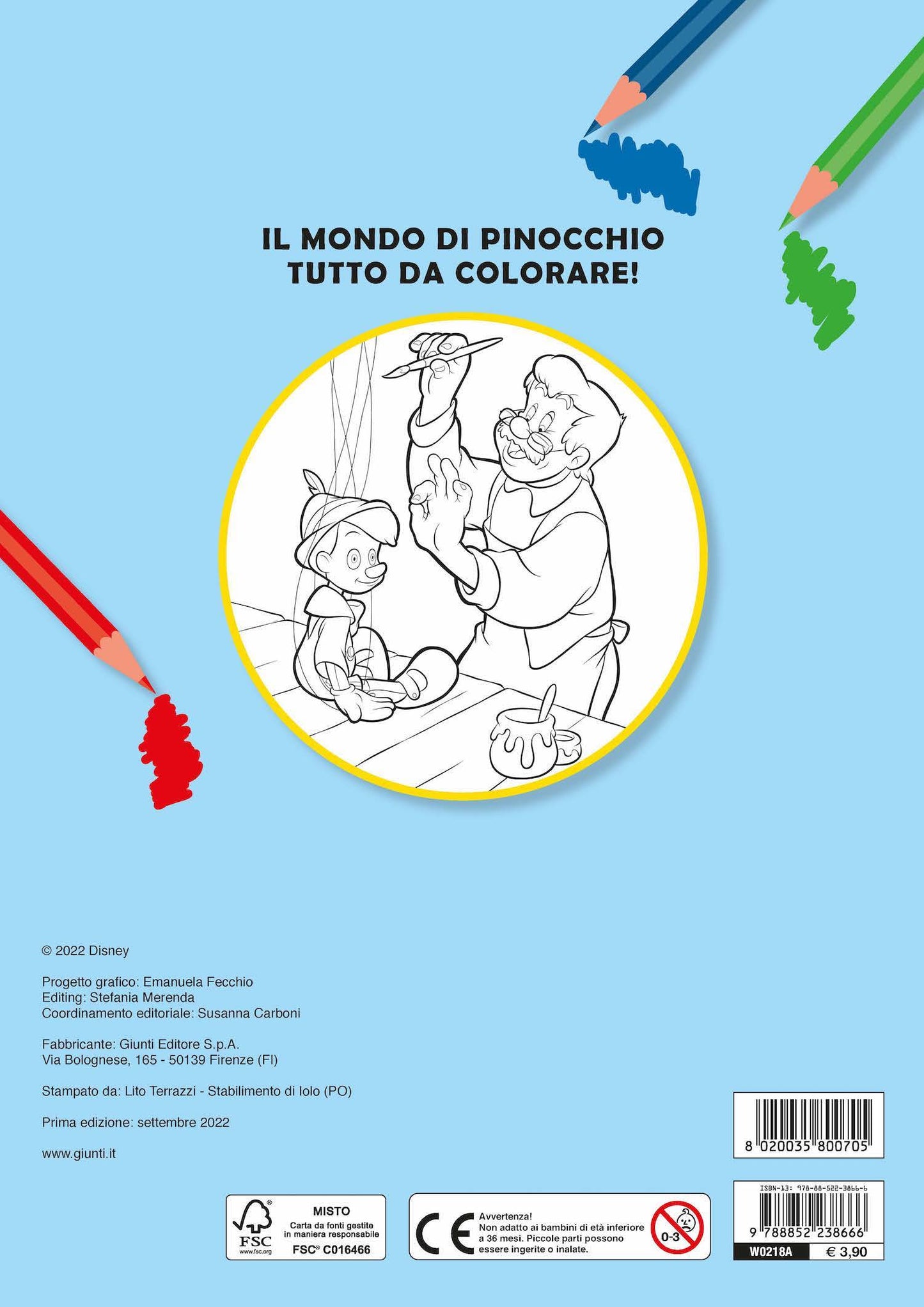 Pinocchio Primo album da colorare. Colora l'avventura