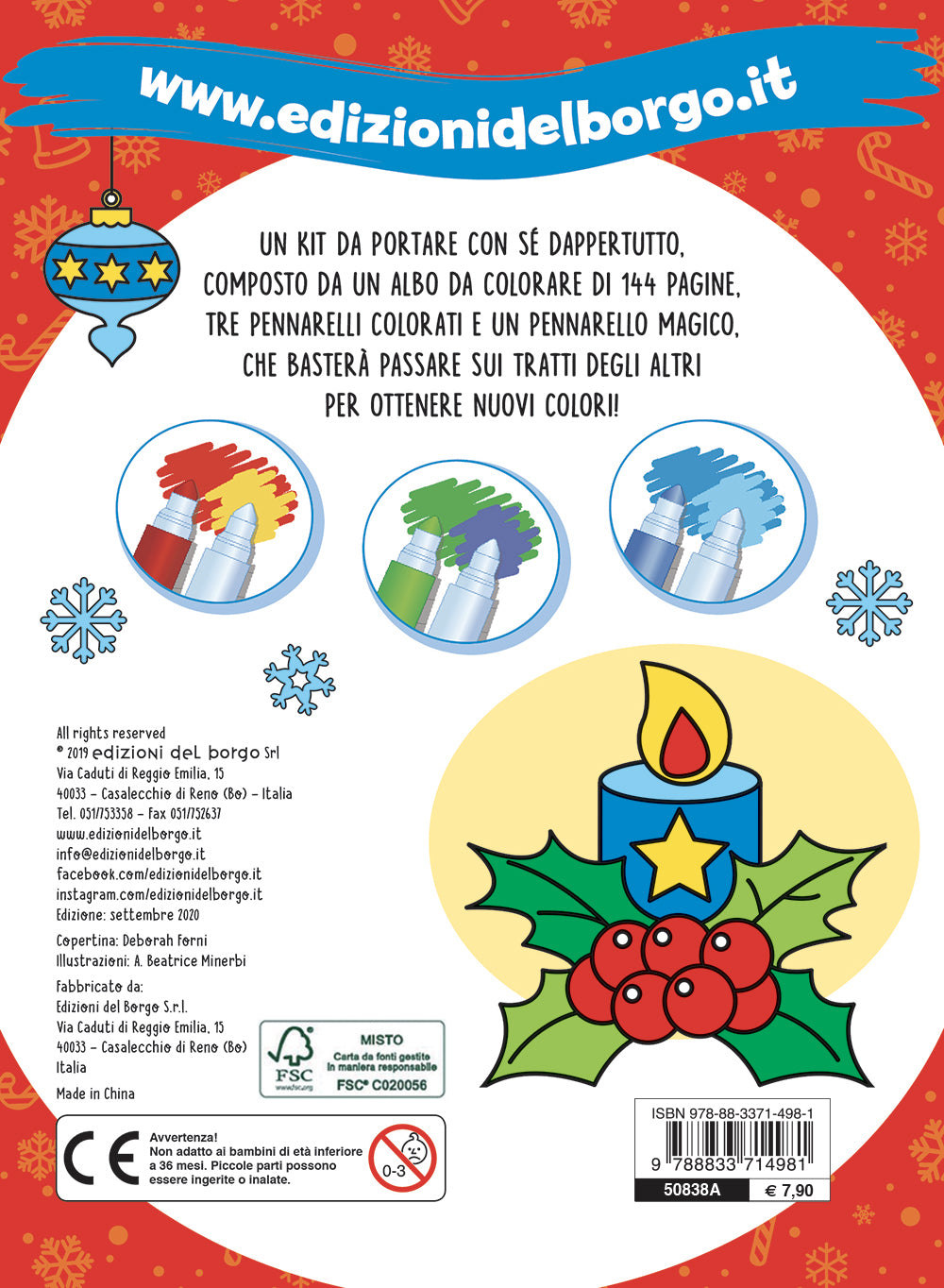 Colorare a Natale con i pennarelli magici. Alberi di Natale, personaggi natalizi, regali, addobbi e... - Con 4 pennarelli magici