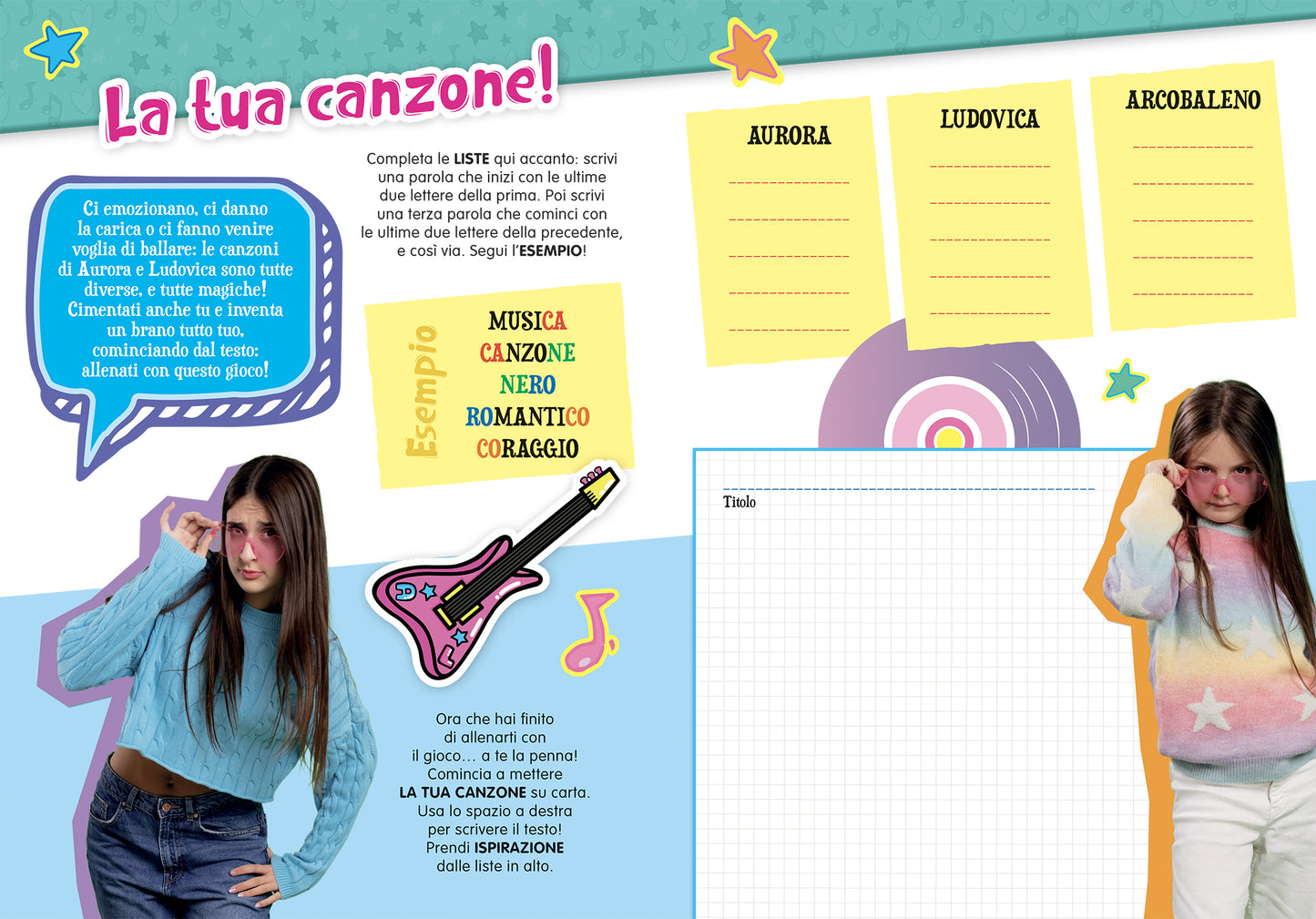 Aurora e Ludovica. Card book. Music challenge