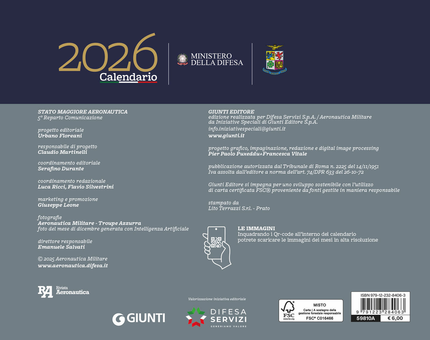 Calendario Aeronautica Militare 2026 - da tavolo