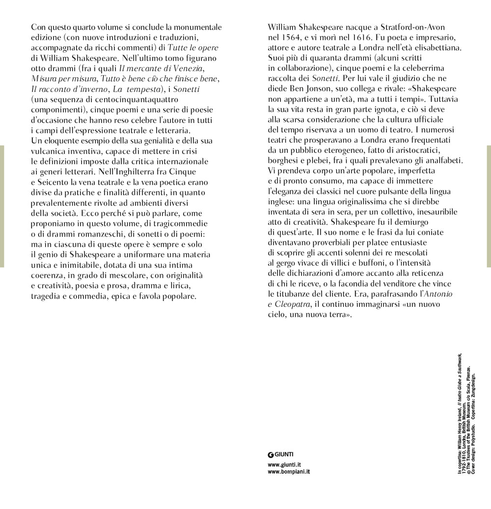 Tutte le opere. Vol. 4: Tragicommedie, drammi romanzeschi, sonetti, poemi, poesie occasionali. Testo inglese a fronte